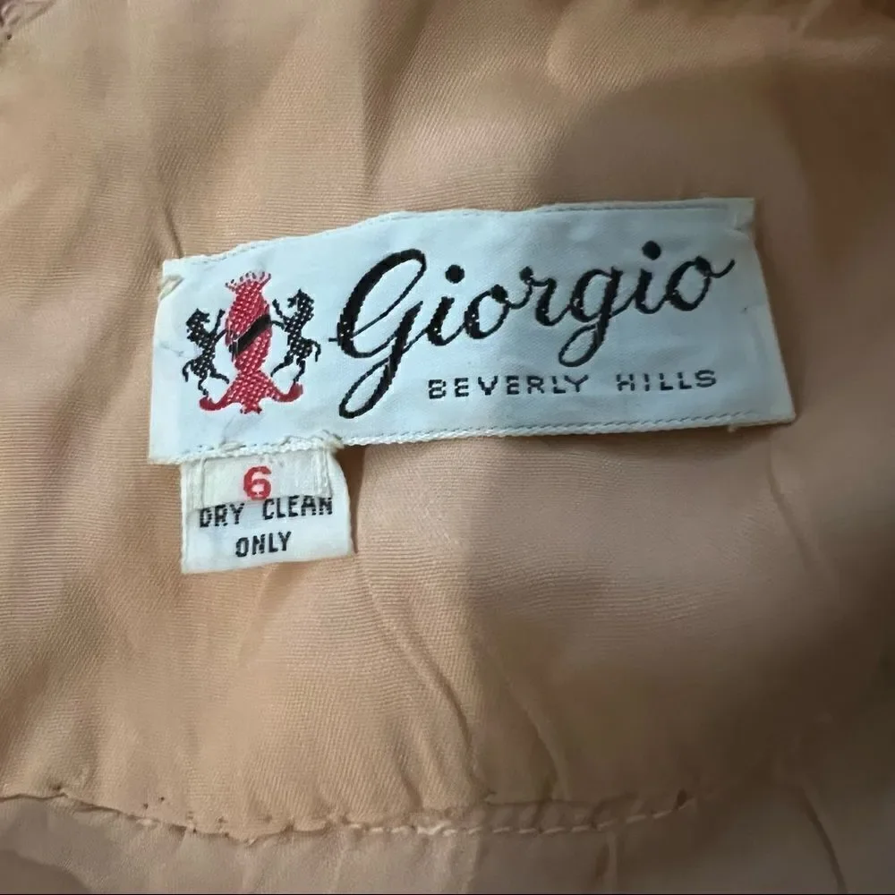 Vintage Giorgio Beverly Hills Champagne Embellished High Slit Body-con Maxi 6